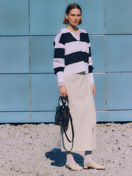 ラガーニット《2026 spring catalog item》（ネイビー/ボーダー）｜Te chichi（テチチ）通販