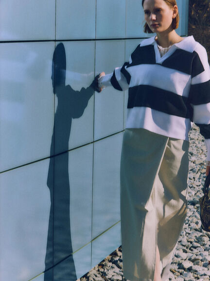 ラガーニット《2026 spring catalog item》（ネイビー/ボーダー）｜Te chichi（テチチ）通販