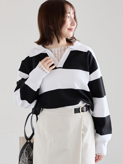 ラガーニット《2026 spring catalog item》（ネイビー/ボーダー）｜Te chichi（テチチ）通販