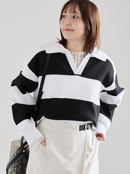 ラガーニット《2026 spring catalog item》（ネイビー/ボーダー）｜Te chichi（テチチ）通販