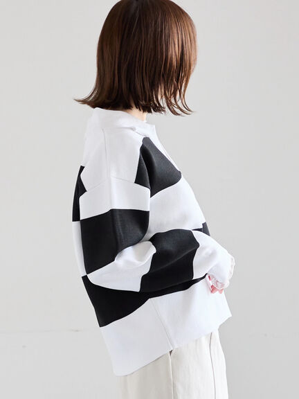 ラガーニット《2026 spring catalog item》（ネイビー/ボーダー）｜Te chichi（テチチ）通販