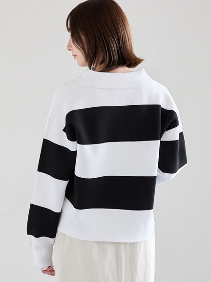 ラガーニット《2026 spring catalog item》（ネイビー/ボーダー）｜Te chichi（テチチ）通販