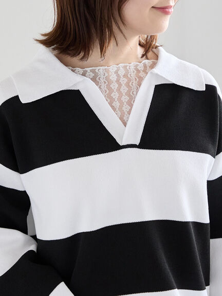 ラガーニット《2026 spring catalog item》（ネイビー/ボーダー）｜Te chichi（テチチ）通販