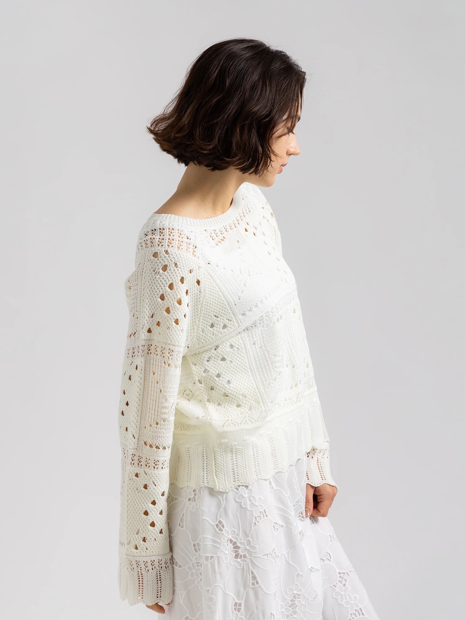 milk様お取り置き♡Drawer 16Gコットン天竺透かし編みニット Shiloh Cotton Cardigan - Oatmeal – Nikki Chasin