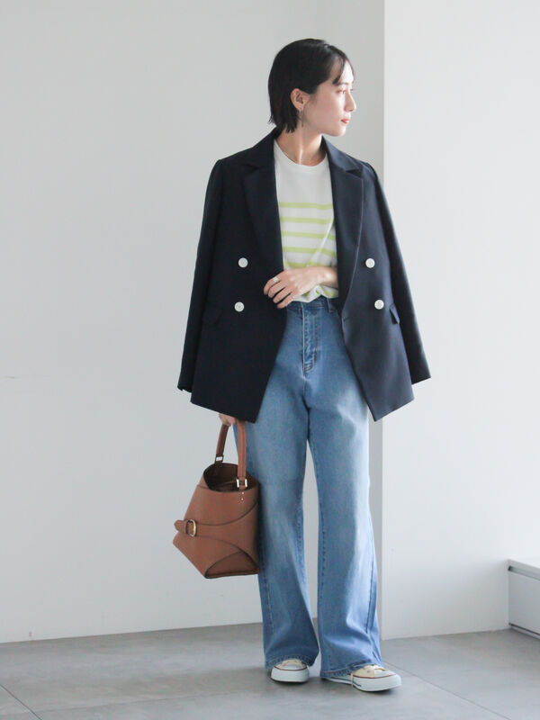 セール】 ボーダーボックスシルエットプルオーバー（ブラック/グリーン