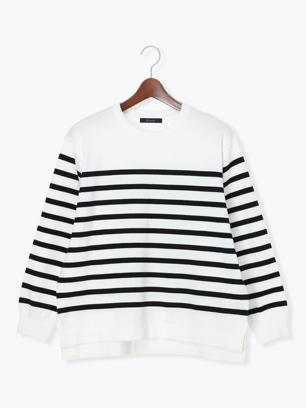 セール】 ボーダーボックスシルエットプルオーバー（ブラック/グリーン