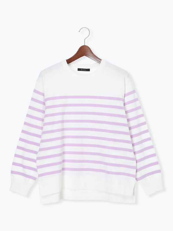 セール】 ボーダーボックスシルエットプルオーバー（ブラック/グリーン