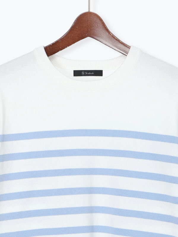 ボーダーボックスシルエットプルオーバー（ブラック/グリーン/サックス