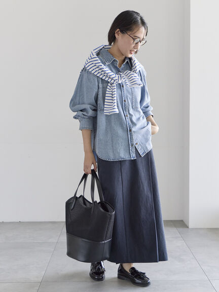 デニムシャツ（サックスブルー/ネイビー）｜Te chichi（テチチ）通販