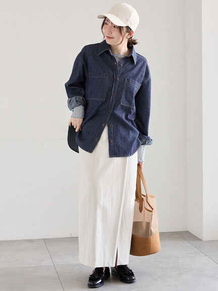 デニムシャツ（サックスブルー/ネイビー）｜Te chichi（テチチ）通販