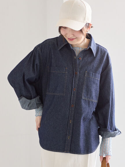 デニムシャツ（サックスブルー/ネイビー）｜Te chichi（テチチ）通販