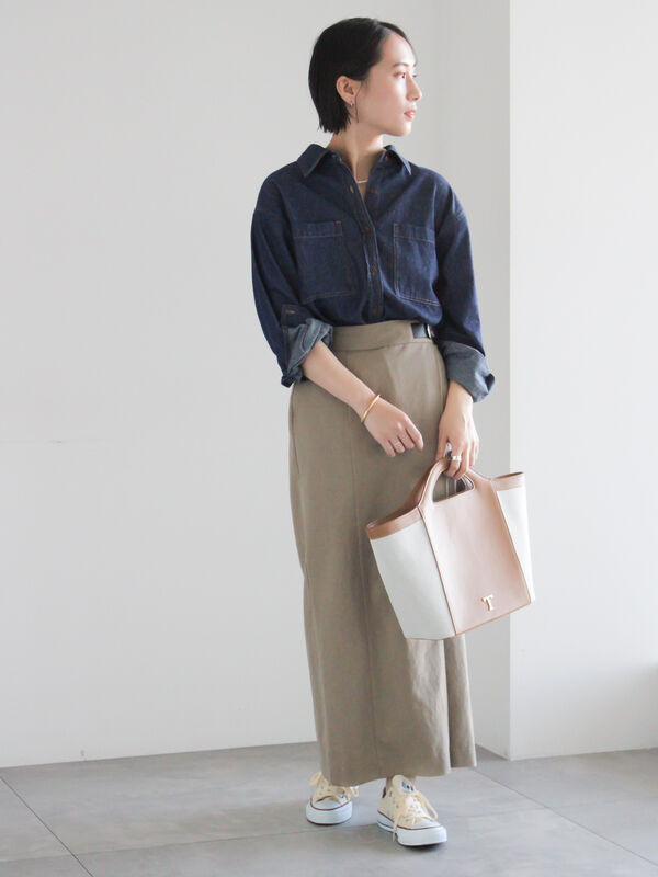 デニムシャツ（サックスブルー/ネイビー/トップス/シャツ・ブラウス