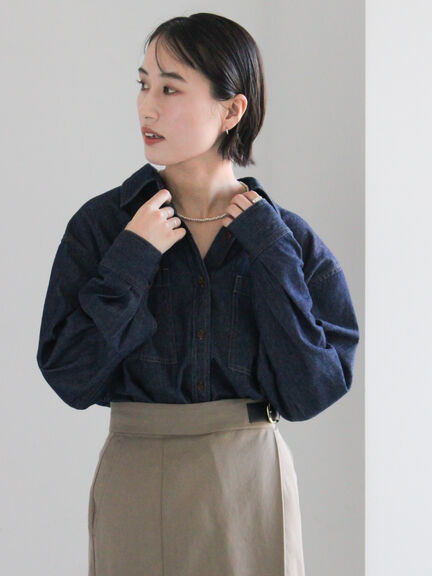 デニムシャツ（サックスブルー/ネイビー）｜Te chichi（テチチ）通販