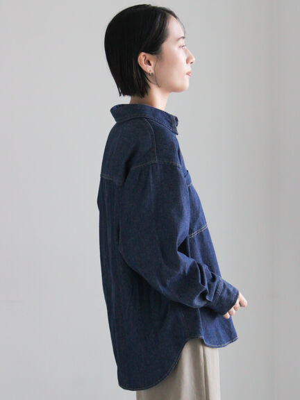 デニムシャツ（サックスブルー/ネイビー）｜Te chichi（テチチ）通販