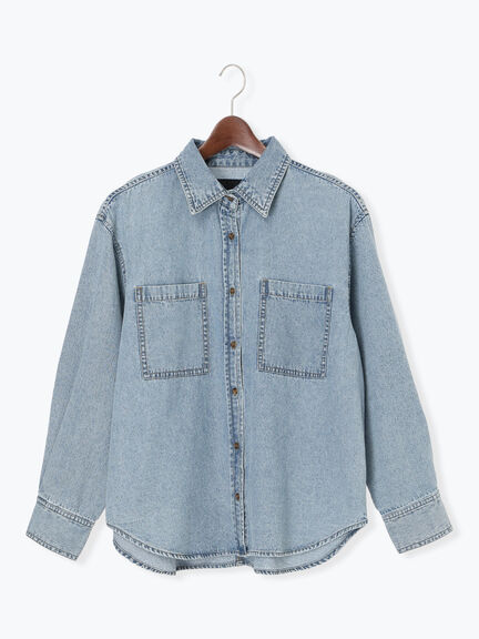 デニムシャツ（サックスブルー/ネイビー）｜Te chichi（テチチ）通販