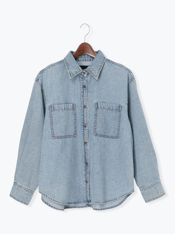 デニムシャツ（サックスブルー/ネイビー/トップス/シャツ・ブラウス