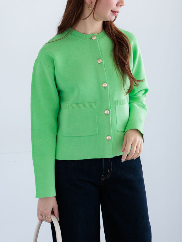 セール】 ミラノリブポケットクルーカーディガン（オフホワイト