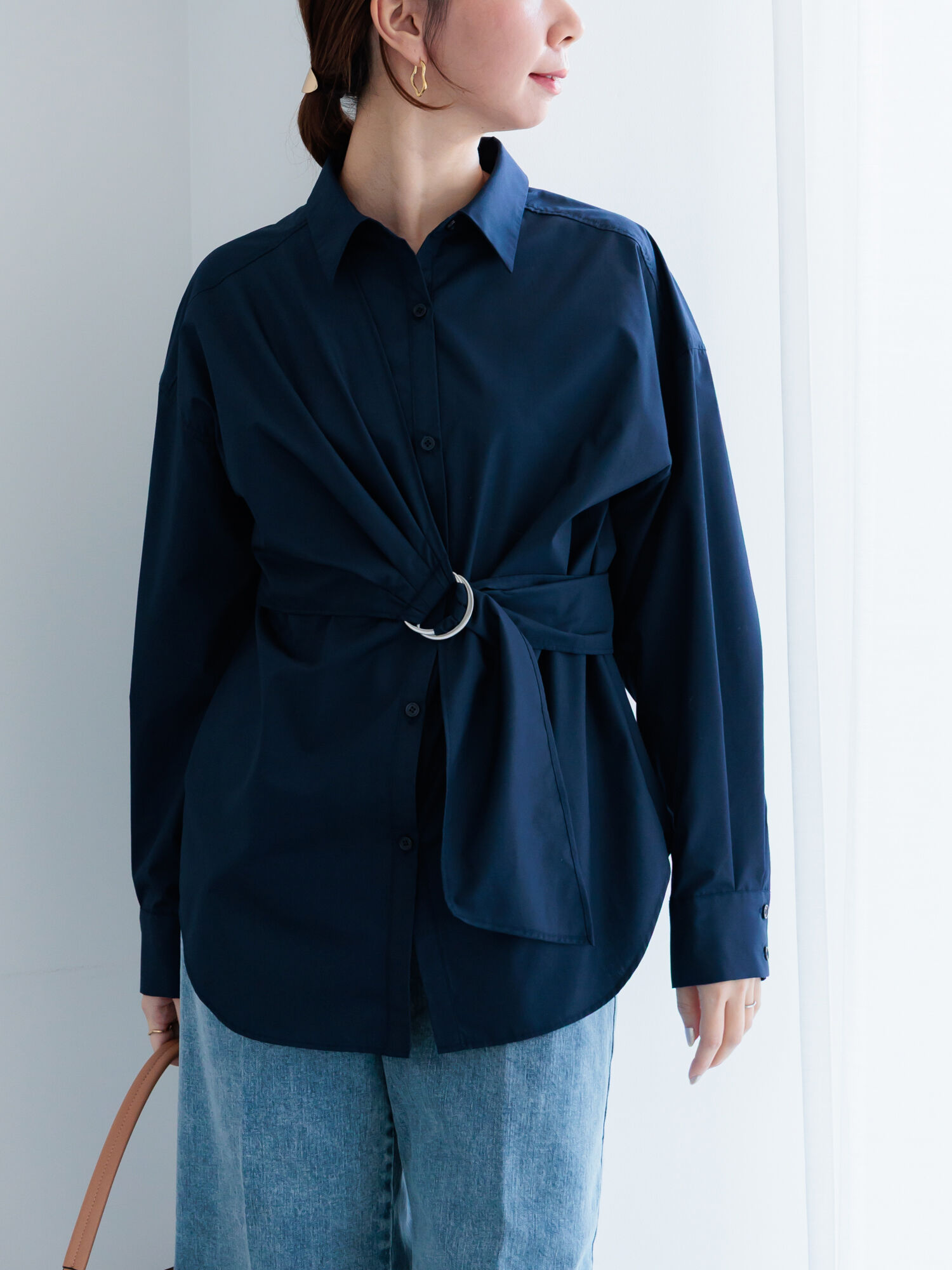 kado-様 Dカンデザインシャツ（オフホワイト/ブルー/ネイビー/トップス/シャツ