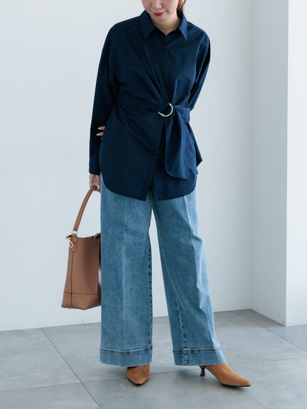 Dカンデザインシャツ（オフホワイト/ブルー/ネイビー）｜Te chichi（テチチ）通販