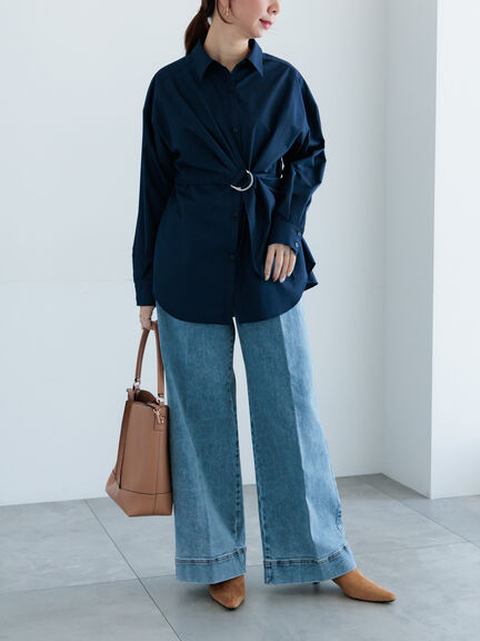 Dカンデザインシャツ（オフホワイト/ブルー/ネイビー）｜Te chichi（テチチ）通販