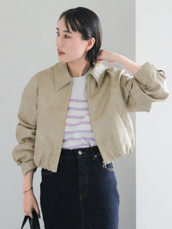 フェイクレザークロップドブルゾン（グレー）｜Te chichi（テチチ）通販