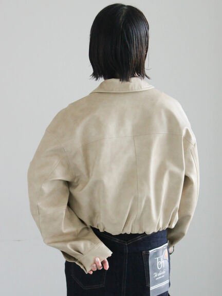 フェイクレザークロップドブルゾン（グレー/ブラック）｜Te chichi（テチチ）通販