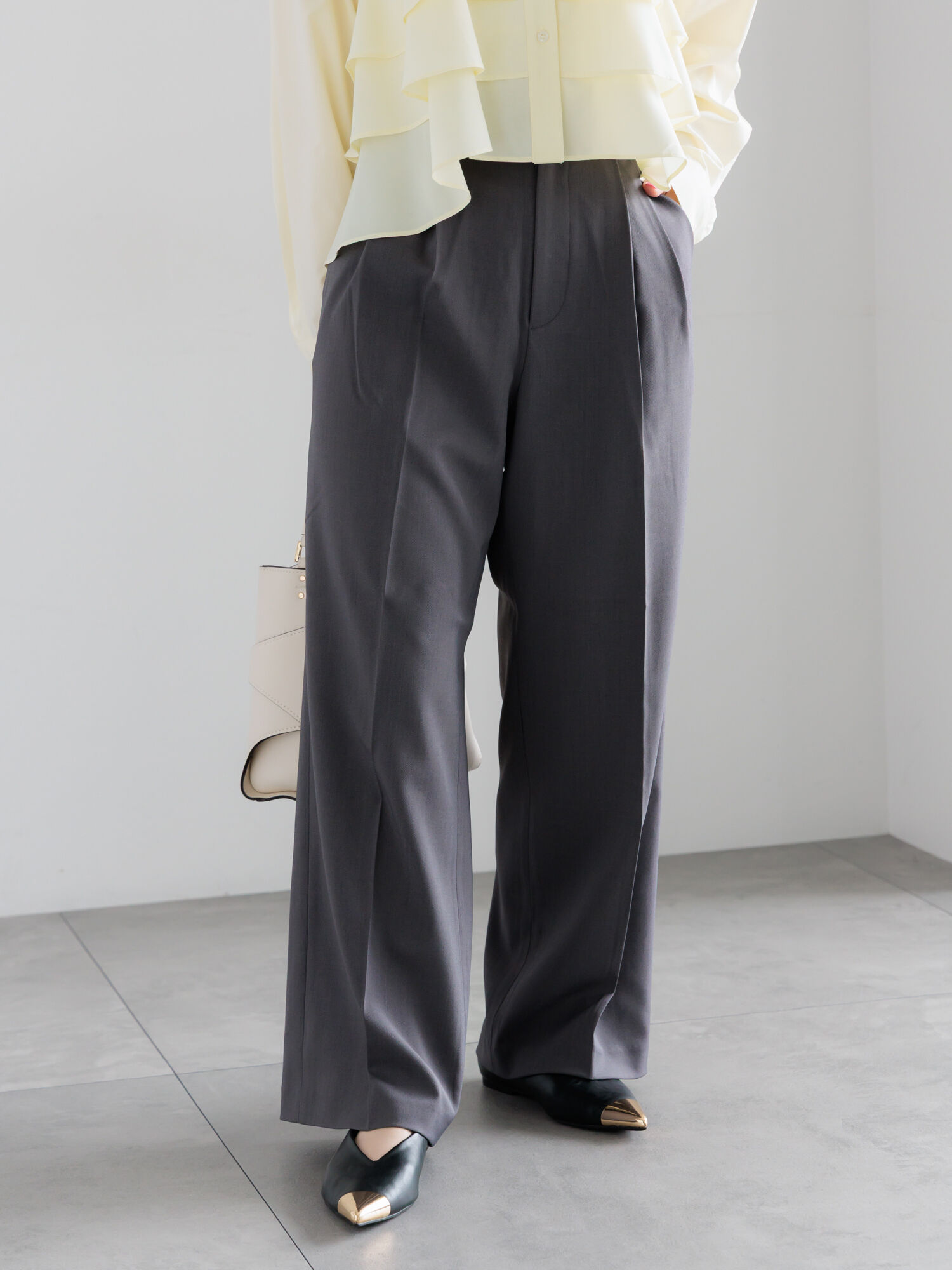 セール】 メランジツイルワイドパンツ《2026 spring catalog item