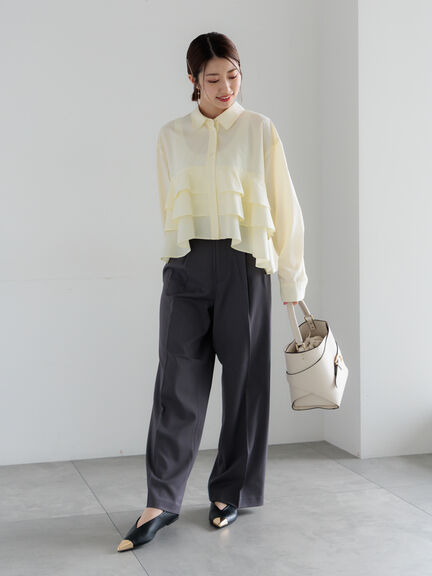 メランジツイルワイドパンツ《2026 spring catalog item》（グレー/ライトベージュ/ブラウン）｜Te chichi（テチチ）通販