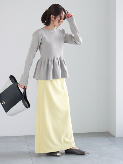 ストレッチジョーゼットナロースカート《2026 spring catalog item》（オフホワイト/チャコールグレー/イエロー）｜Te chichi（テチチ）通販