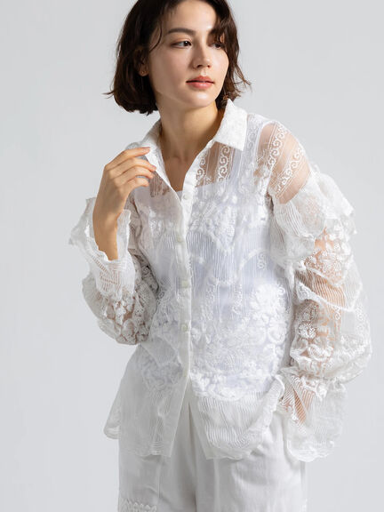 【Atelier ChouChou】オーガンジーレースフ…(オフホワイト)｜Te chichi(テチチ)通販