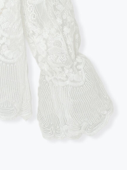 【Atelier ChouChou】オーガンジーレースフリルシャツブラウス（オフホワイト）｜Te chichi（テチチ）通販