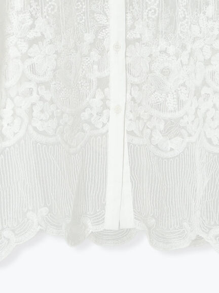 【Atelier ChouChou】オーガンジーレースフリルシャツブラウス（オフホワイト）｜Te chichi（テチチ）通販