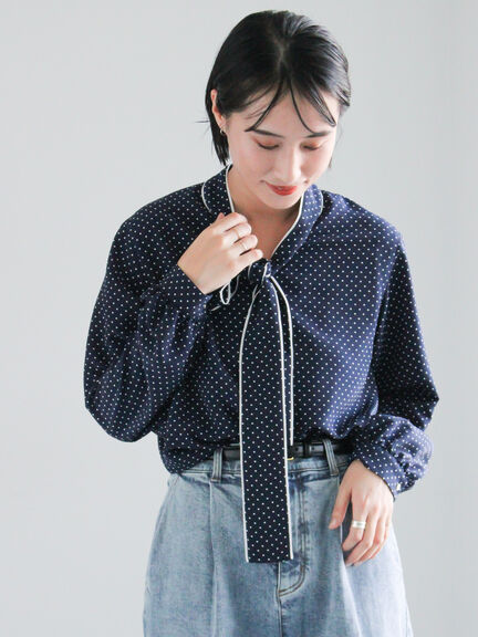 パターンアソートボウタイブラウス《2026 spring catalog item》（オフホワイト/イエロー/ブルー/ネイビー）｜Te chichi（テチチ）通販