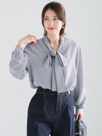 パターンアソートボウタイブラウス《2026 spring catalog item》（オフホワイト/イエロー/ブルー/ネイビー）｜Te chichi（テチチ）通販