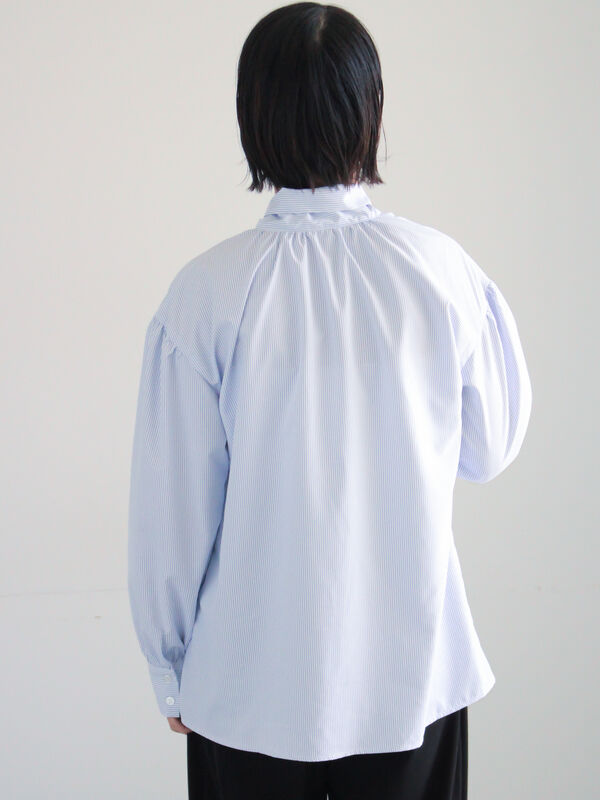 ビッグボウタイブラウス（オフホワイト/サックスブルー/ネイビー