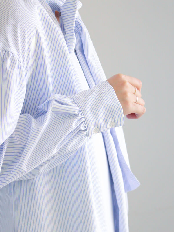 ビッグボウタイブラウス（オフホワイト/サックスブルー/ネイビー