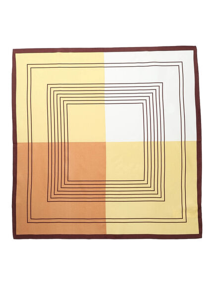 【2026年3月InRed掲載波瑠さん着用】幾何柄シルクスカーフ（ベージュ/イエロー/ブルー）｜Te chichi（テチチ）通販