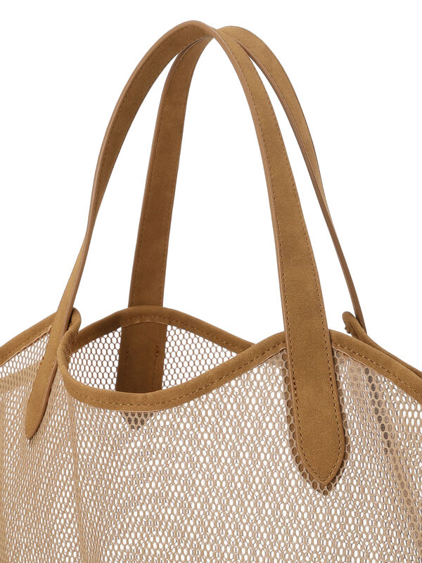メッシュコンビトートバッグ（ブラック/キャメル/バッグ/バッグ