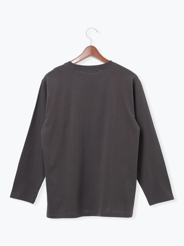 箔プリントロングTシャツ（オフホワイト/チャコールグレー/トップス