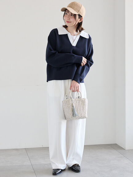 ポンチハイウエストカーブパンツ《2026 spring catalog item》（オフホワイト/ブラック/ピンク）｜Te chichi（テチチ）通販