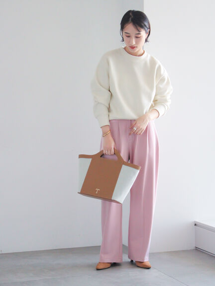 ポンチハイウエストカーブパンツ《2026 spring catalog item》（オフホワイト/ブラック/ピンク）｜Te chichi（テチチ）通販