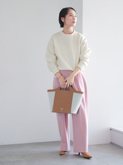 ポンチハイウエストカーブパンツ《2026 spring catalog item》（オフホワイト/ブラック/ピンク）｜Te chichi（テチチ）通販