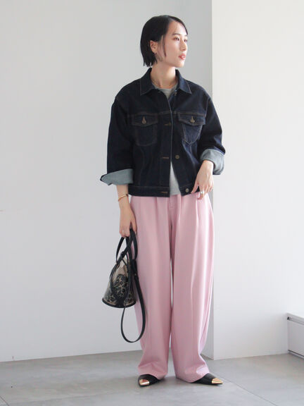 ポンチハイウエストカーブパンツ《2026 spring catalog item》（オフホワイト/ブラック/ピンク）｜Te chichi（テチチ）通販