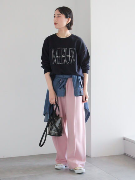 ポンチハイウエストカーブパンツ《2026 spring catalog item》（オフホワイト/ブラック/ピンク）｜Te chichi（テチチ）通販