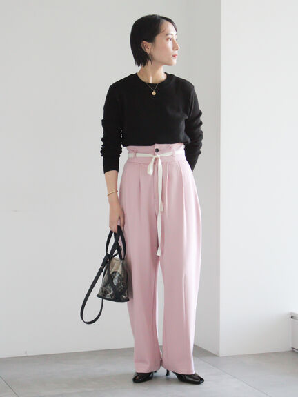 ポンチハイウエストカーブパンツ《2026 spring catalog item》（オフホワイト/ブラック/ピンク）｜Te chichi（テチチ）通販