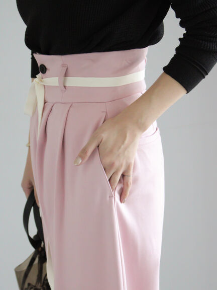 ポンチハイウエストカーブパンツ《2026 spring catalog item》（オフホワイト/ブラック/ピンク）｜Te chichi（テチチ）通販