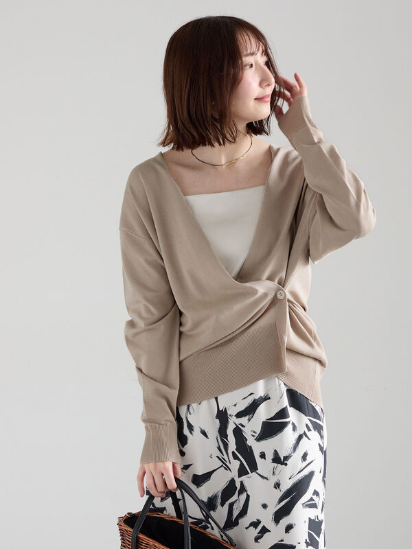 【2026年3月InRed掲載波瑠さん着用】2WAYカシュクールVネックカーディガン（ベージュ）｜Te chichi（テチチ）通販