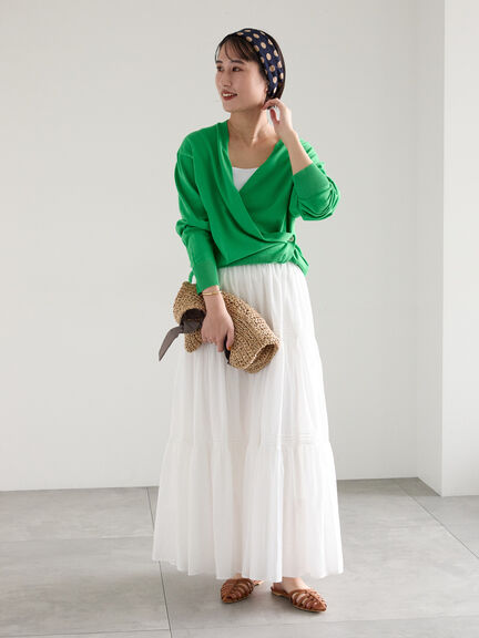 【2026年3月InRed掲載波瑠さん着用】2WAYカシュクールVネックカーディガン（シルバー/ベージュ/グリーン/ネイビー）｜Te chichi（テチチ）通販