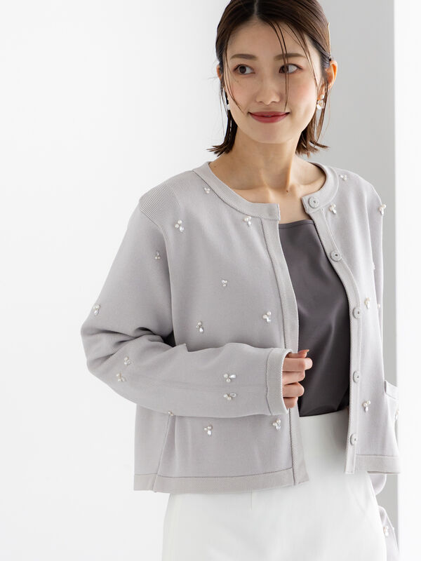 セール】 パールビジューニットライトジャケット《2026 spring catalog