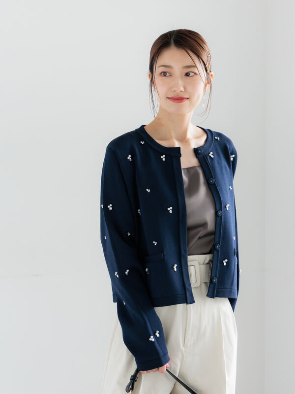 セール】 パールビジューニットライトジャケット《2026 spring catalog